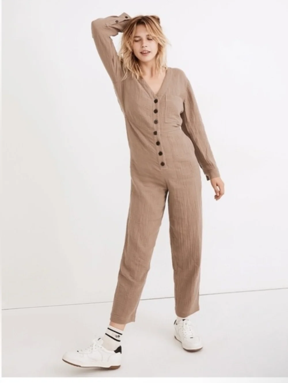 Madewell Women's Lightspun Gauze Tapered Leg Jumpsuit Coverall Size XS